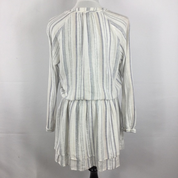 Rails Jasmine Fiji Stripe Linen Blend Dress Blue Metallic Size Medium - Picture 8 of 16